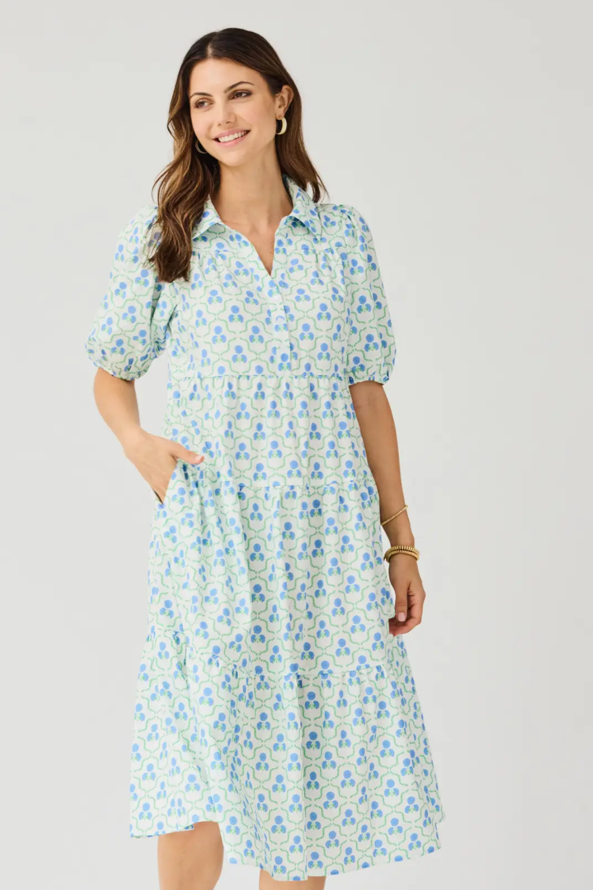 Plus Mary Square Eloise Dress Lattice Blue