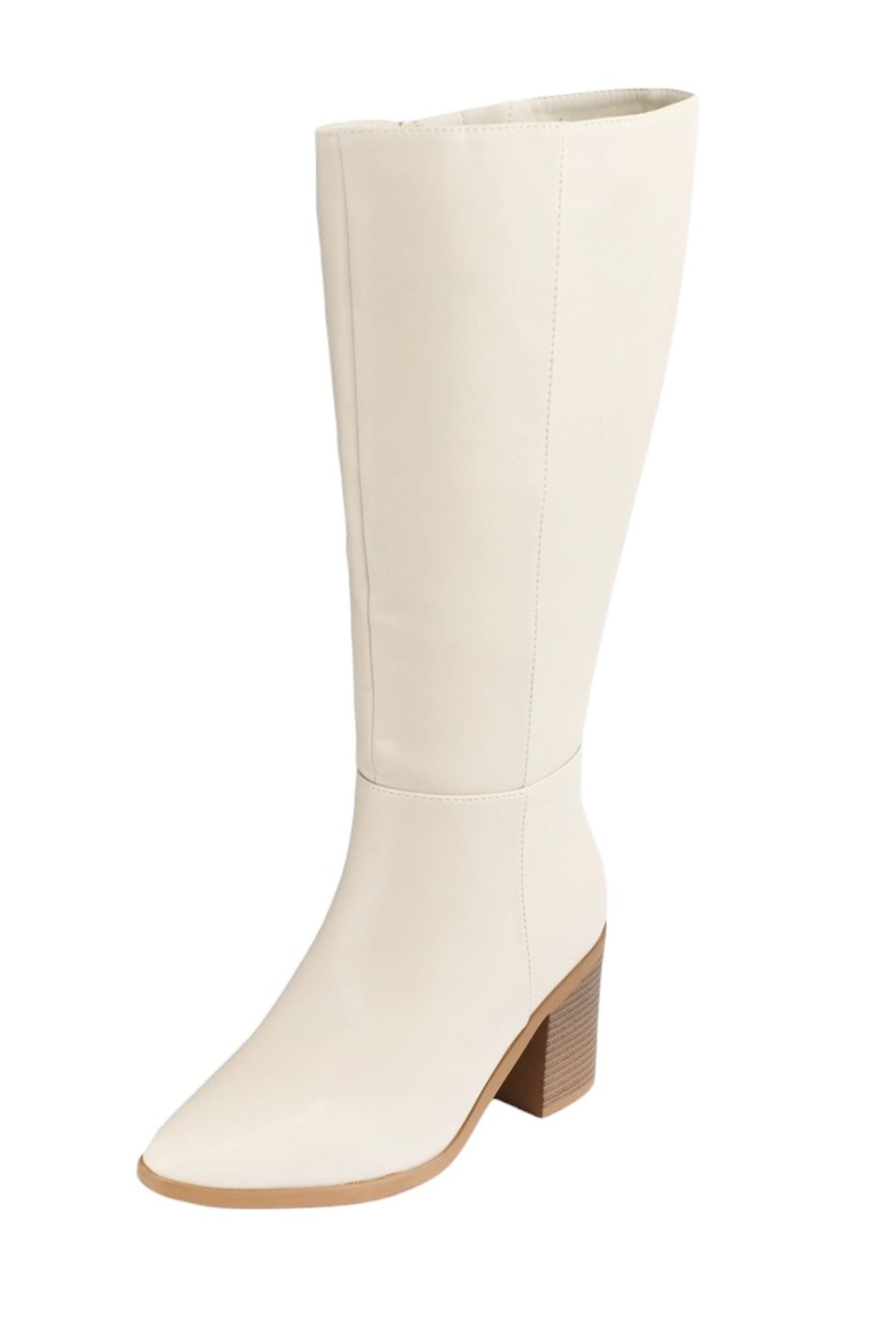 Bone Knee High Wide Calf Go Go Boots