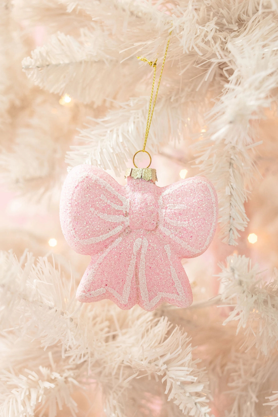 Pink Glitter Bow Ornament