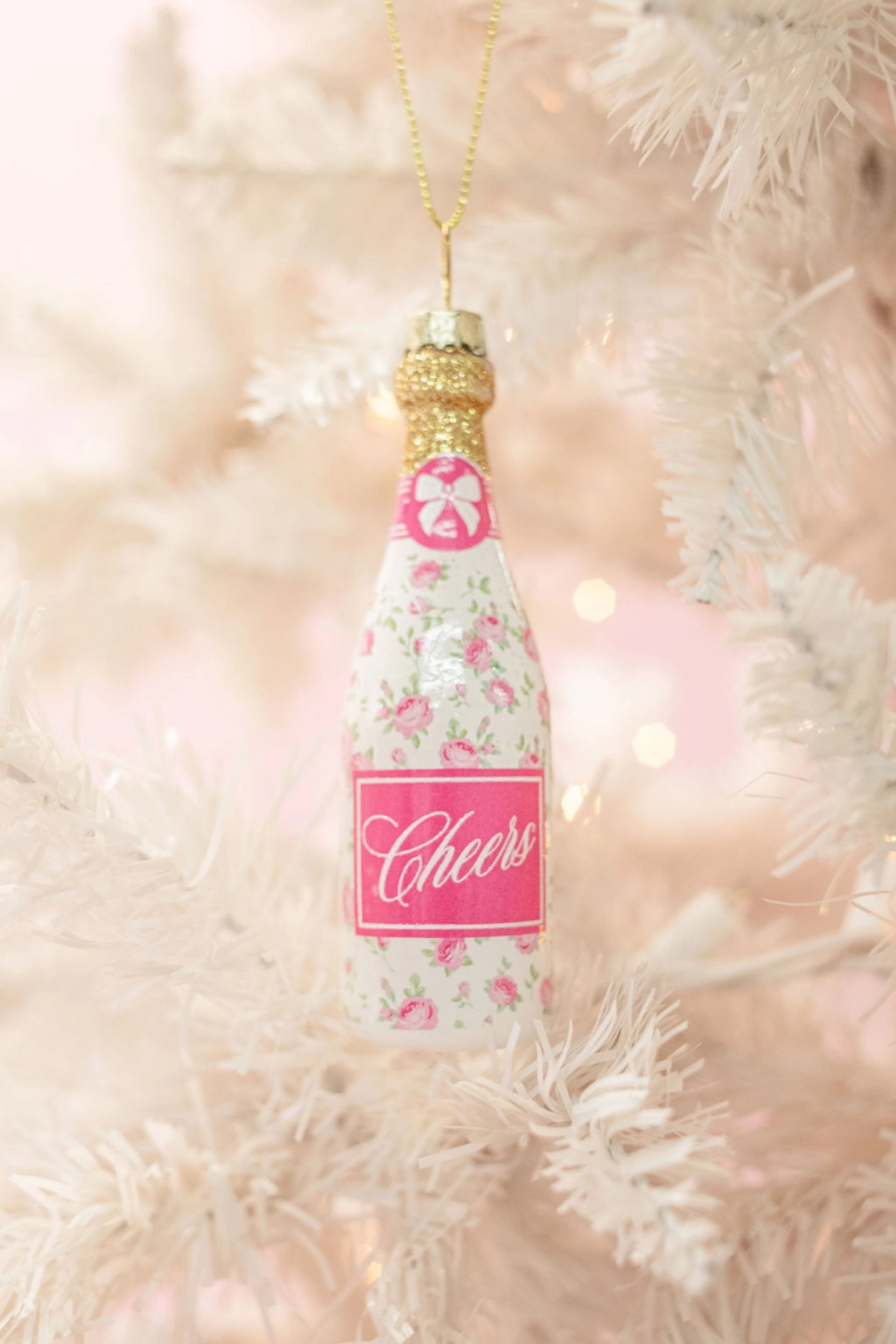 Floral Champagne Bottle Ornament