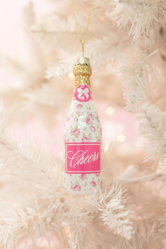 Floral Champagne Bottle Ornament