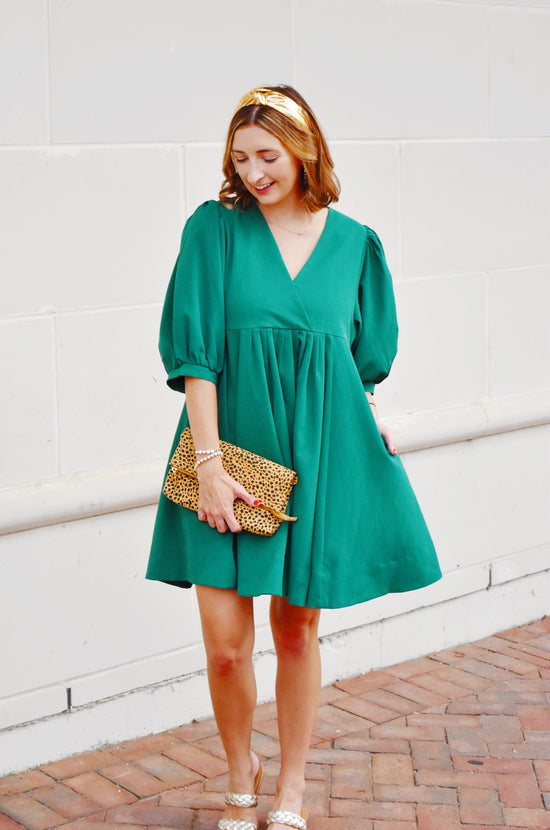 Emerald Green Babydoll Mini Dress