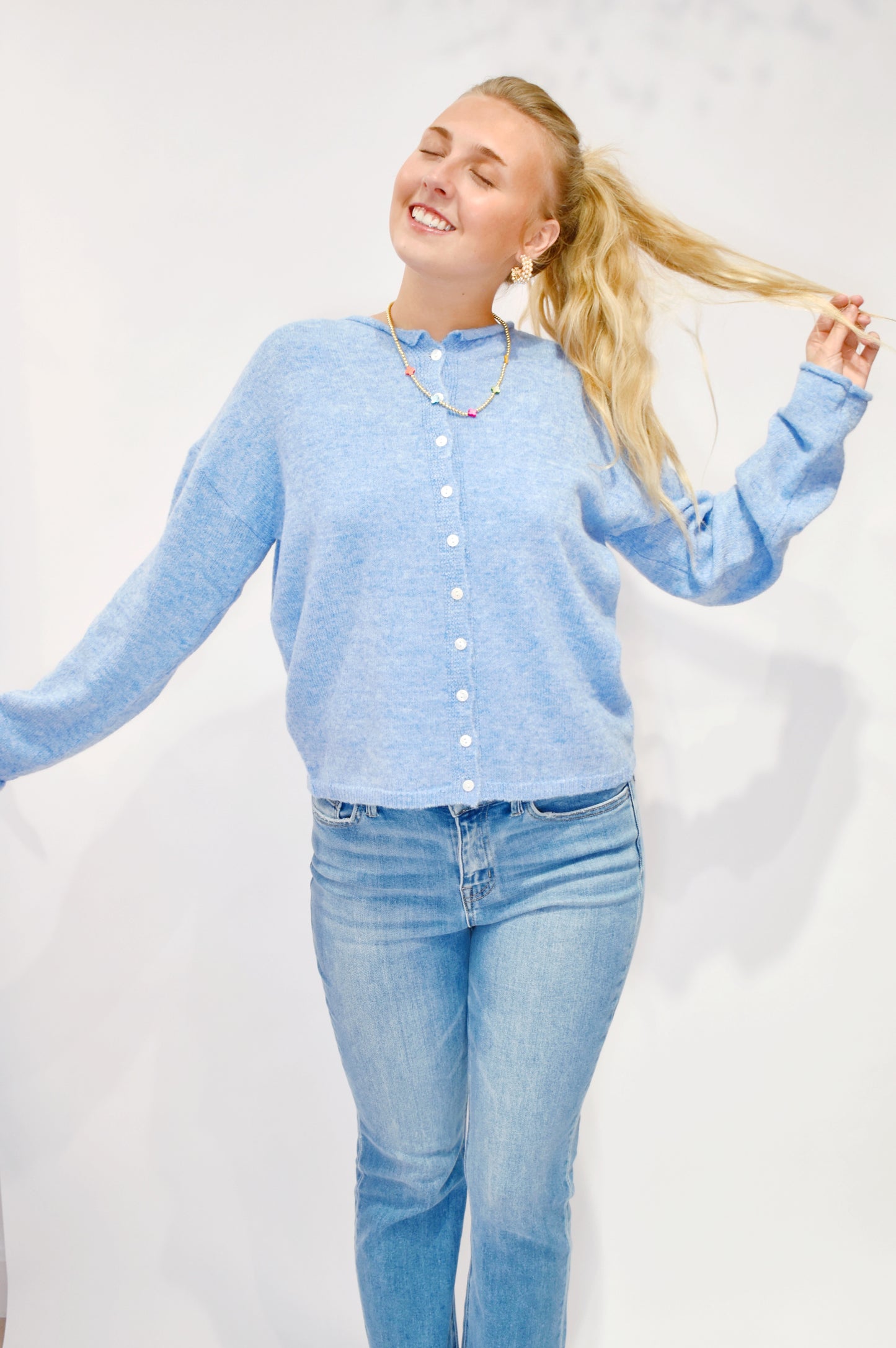 Ocean Blue Button Down Cardigan