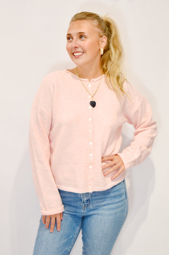 Light Pink Doorbuster Button Down Cardigan