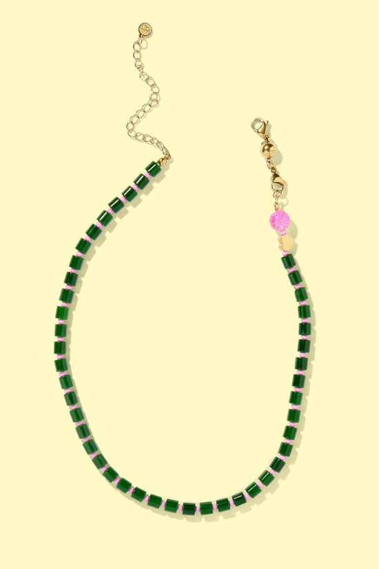 Maddie Green & Pink Beaded Necklace