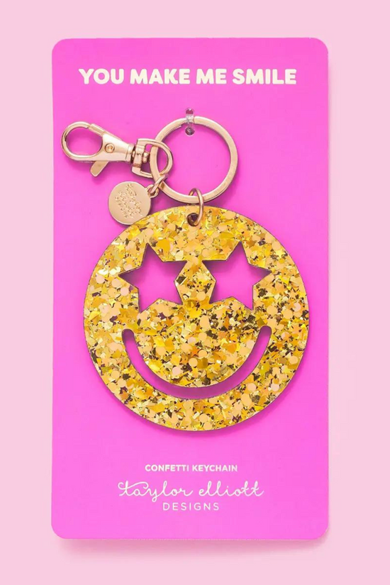 Smiley Star Confetti Keychain