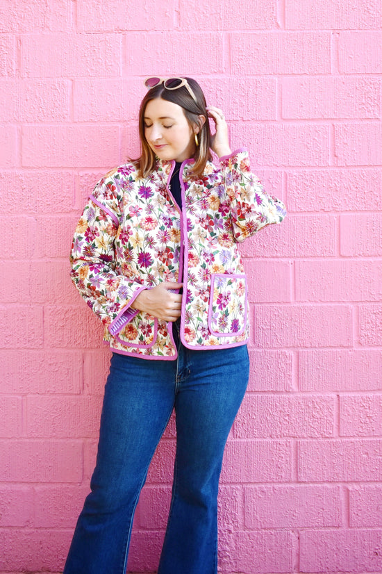 Bold Fall Floral Quilted Jacket