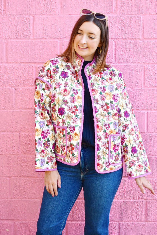 Bold Fall Floral Quilted Jacket