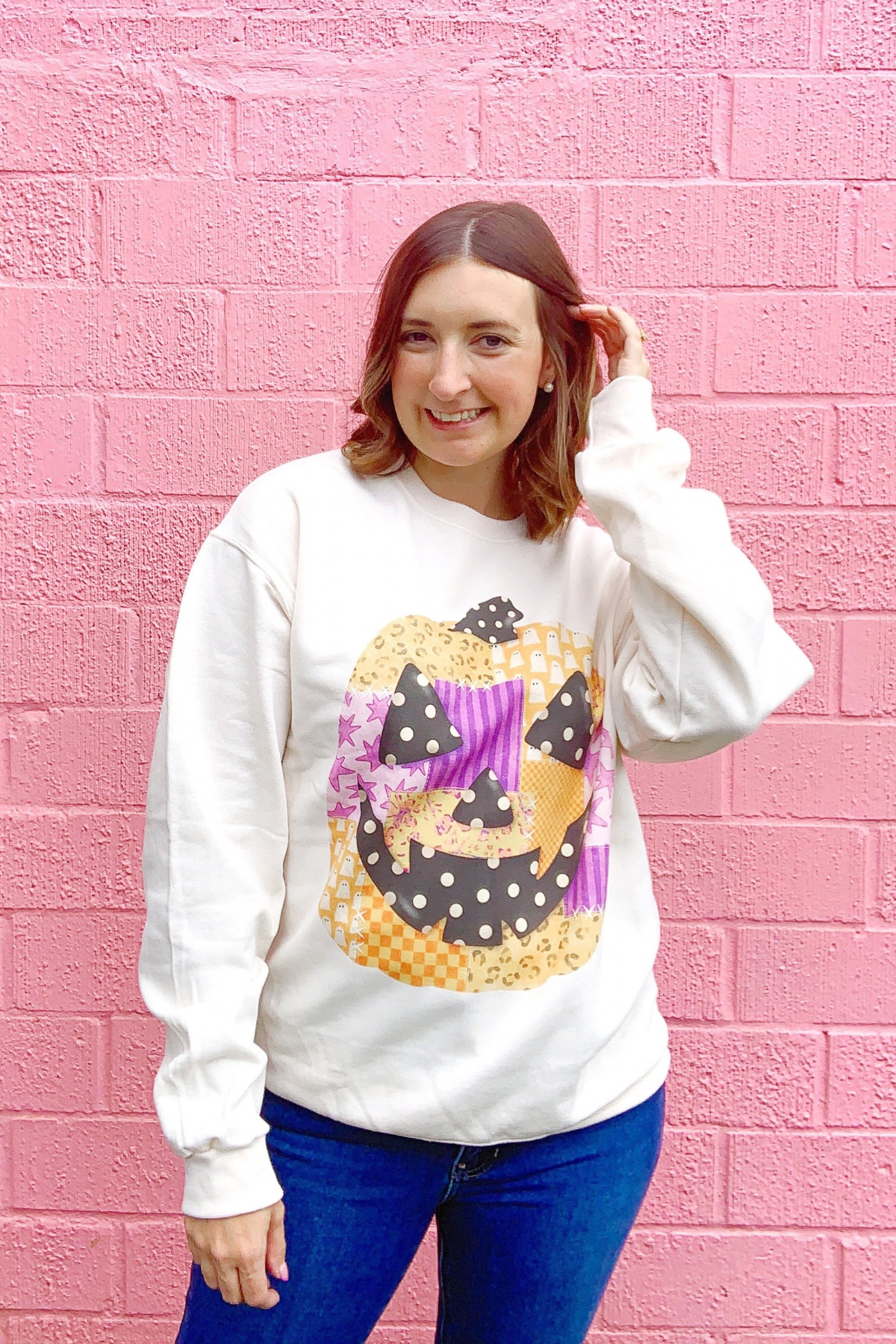 Patchwork Jack-O-Lantern Crewneck