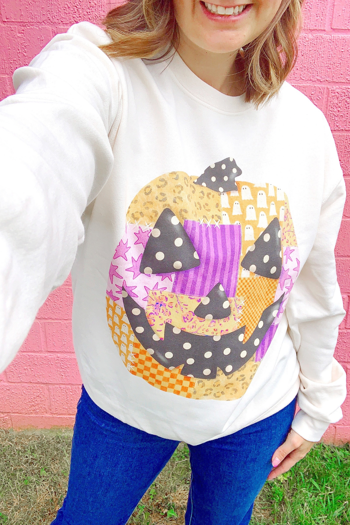 Patchwork Jack-O-Lantern Crewneck