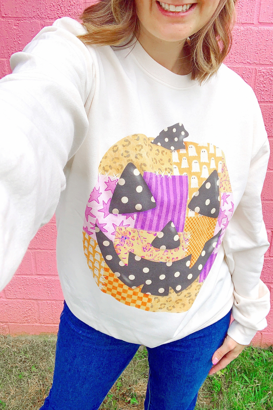 Patchwork Jack-O-Lantern Crewneck