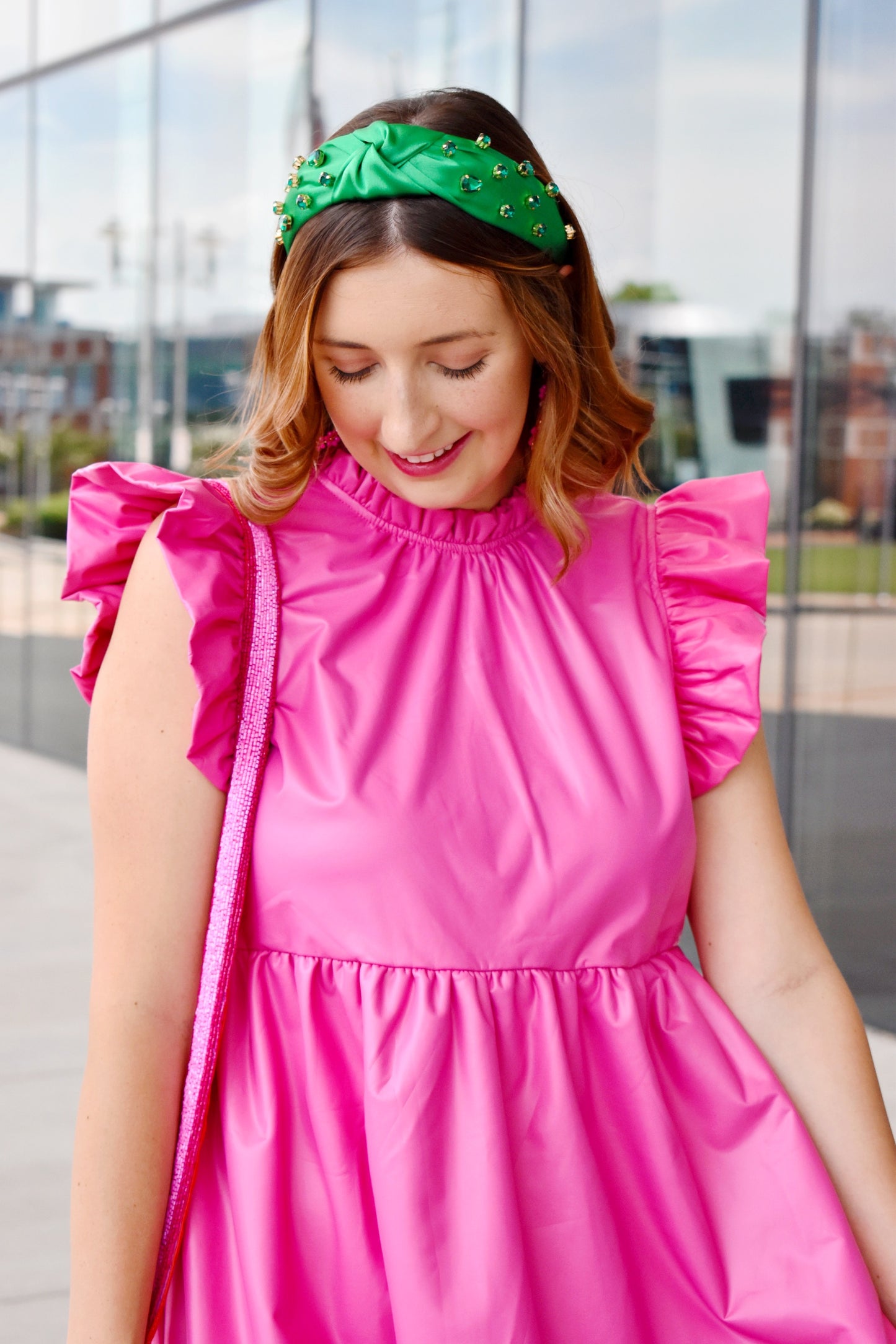 Load image into Gallery viewer, Pink Pleather Ruffle Dress
