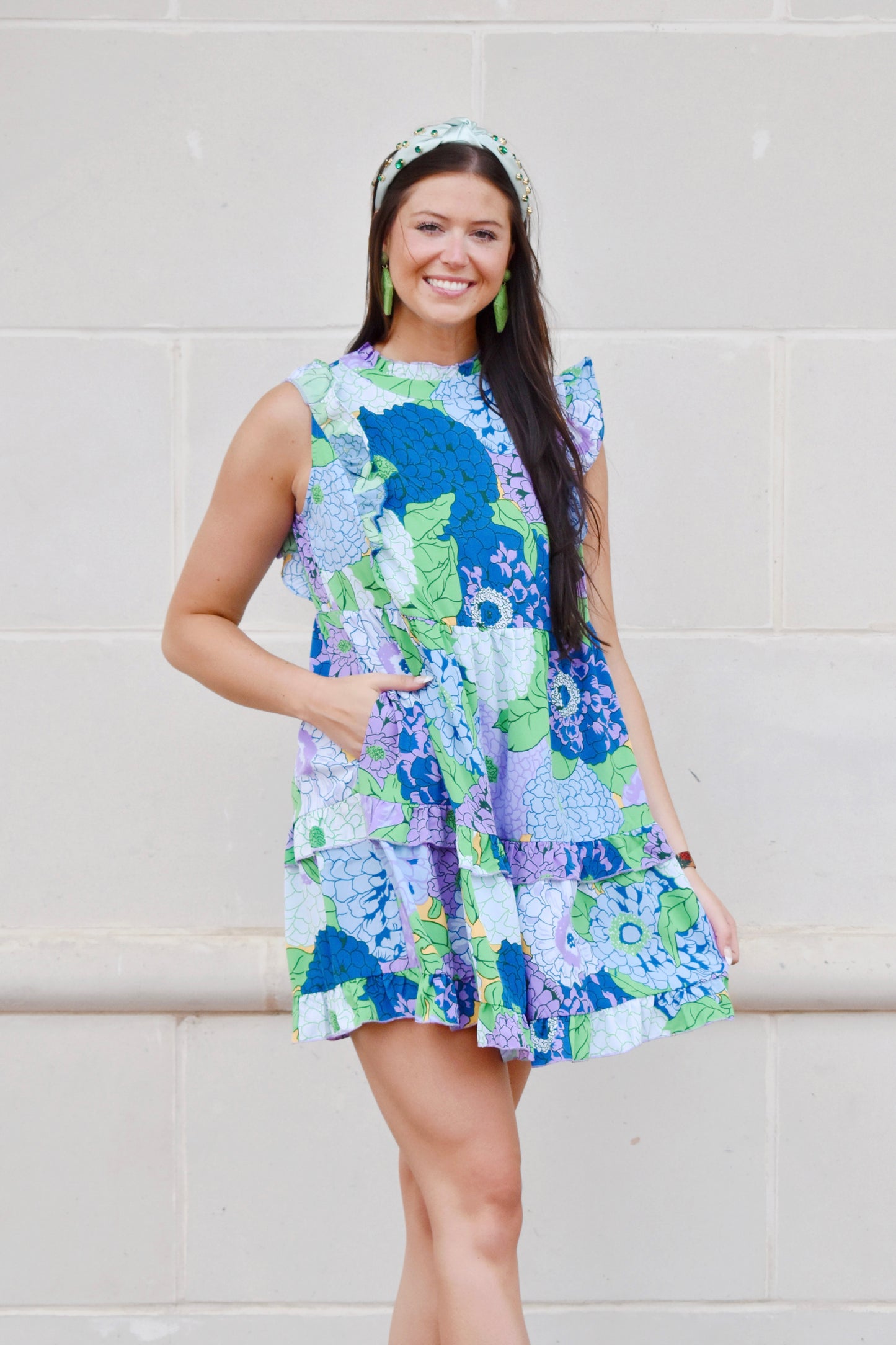 Lilac Hydrangea Printed Dress
