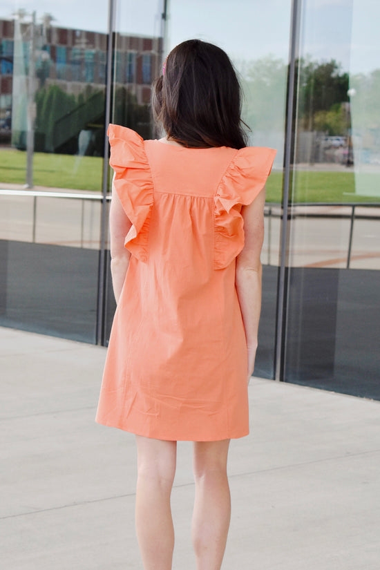 Load image into Gallery viewer, Orange Crush Ruffle Button Up Dress

