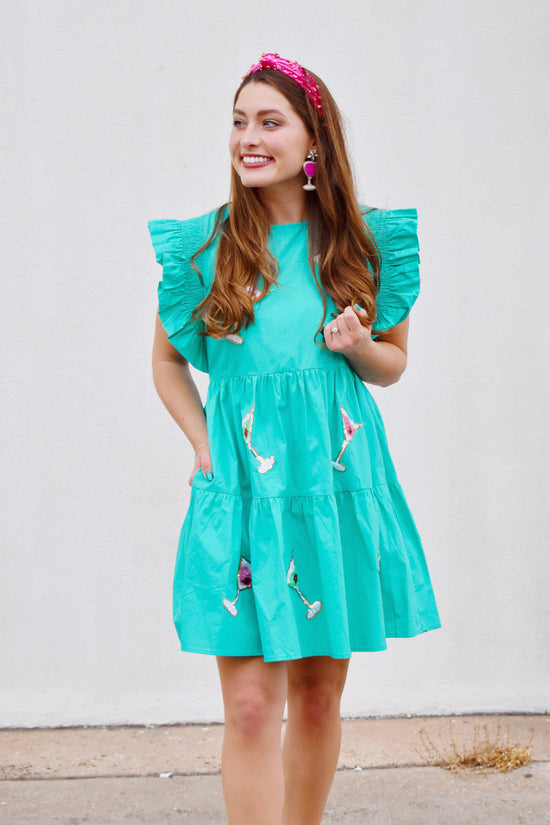 Martini Patch Turquoise Dress