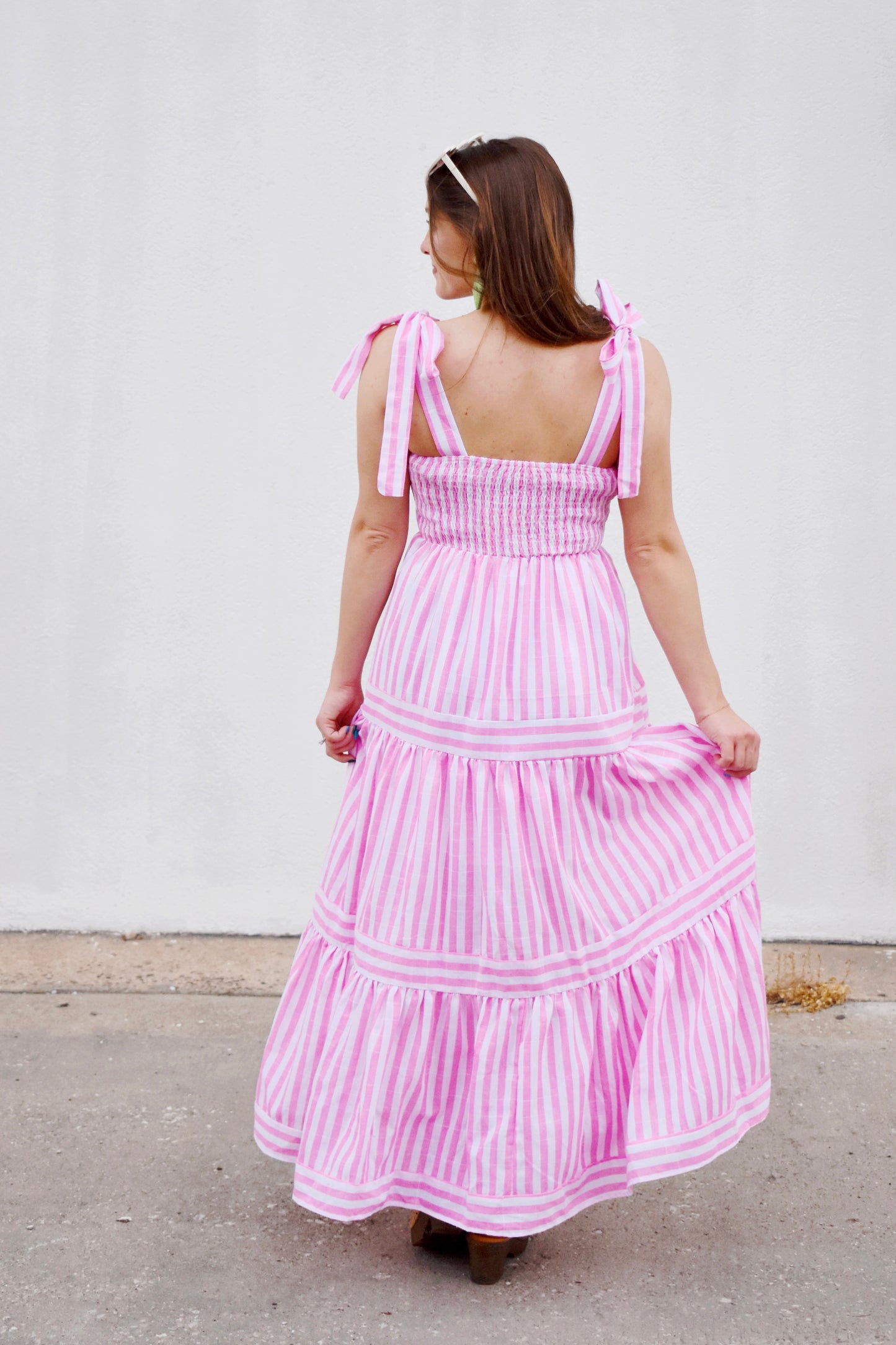 striped pink and purple dress Palm Beach Pink Striped Midi Dress – Confetti Boutique