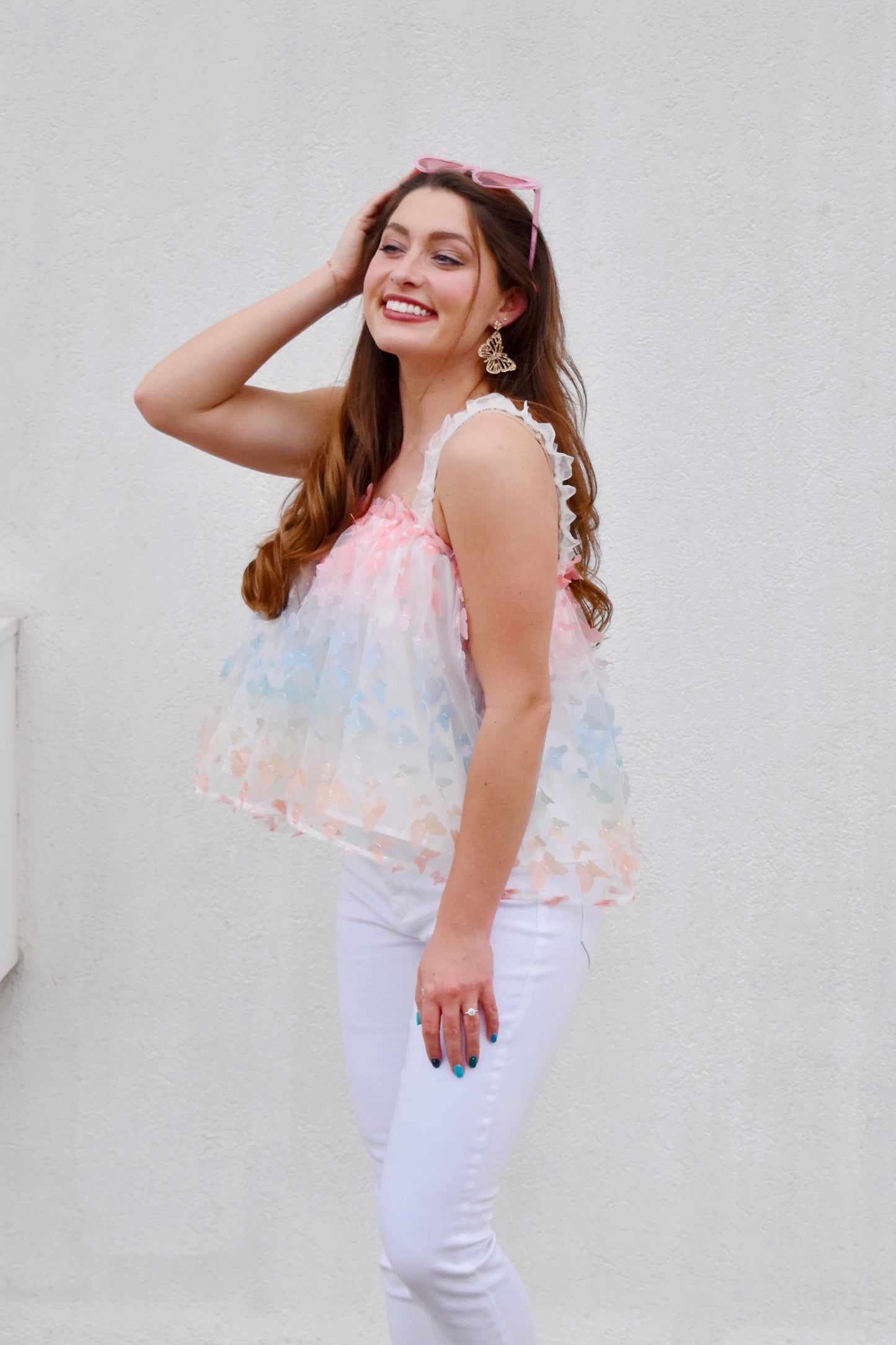 Load image into Gallery viewer, Ombre Butterfly Babydoll Top
