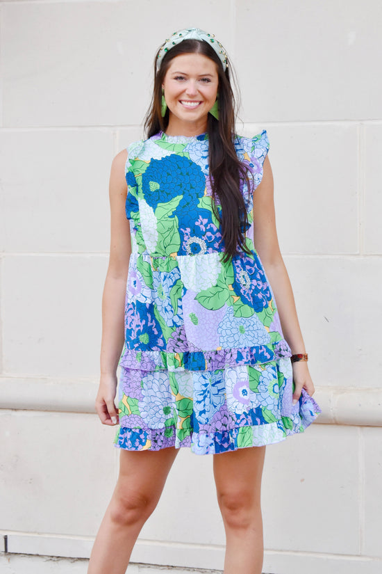 Load image into Gallery viewer, Lilac Hydrangea Printed Dress
