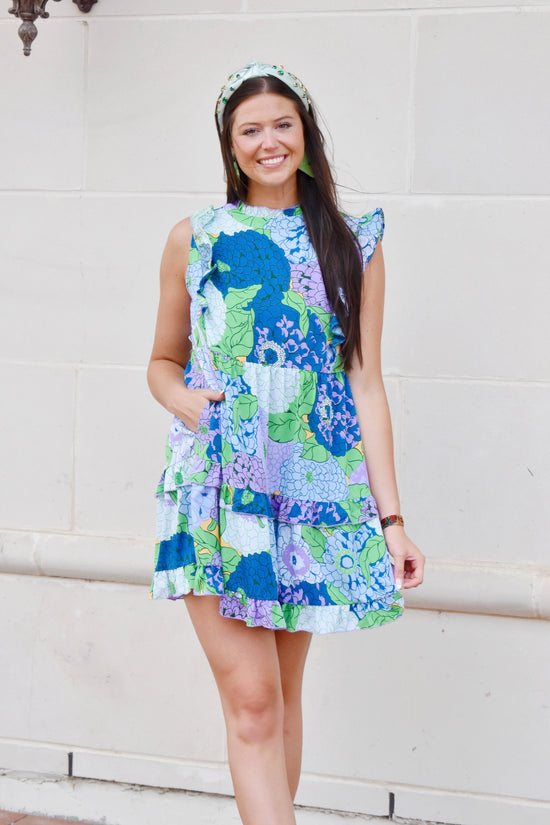 Lilac Hydrangea Printed Dress