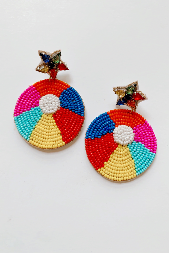 Load image into Gallery viewer, Rainbow Beach Ball Beaded Earrings

