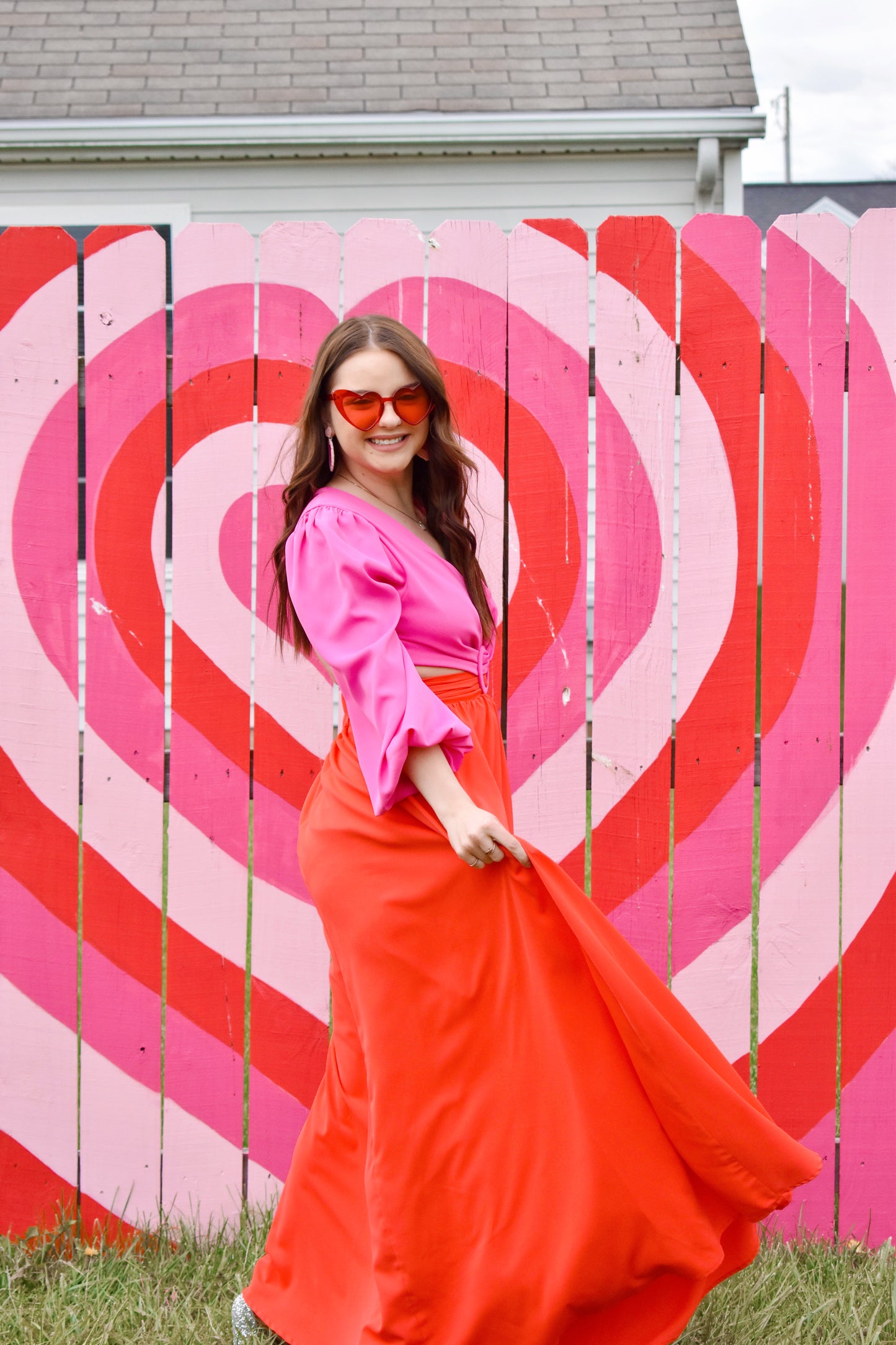 Turning Heads Pink & Red Maxi Dress