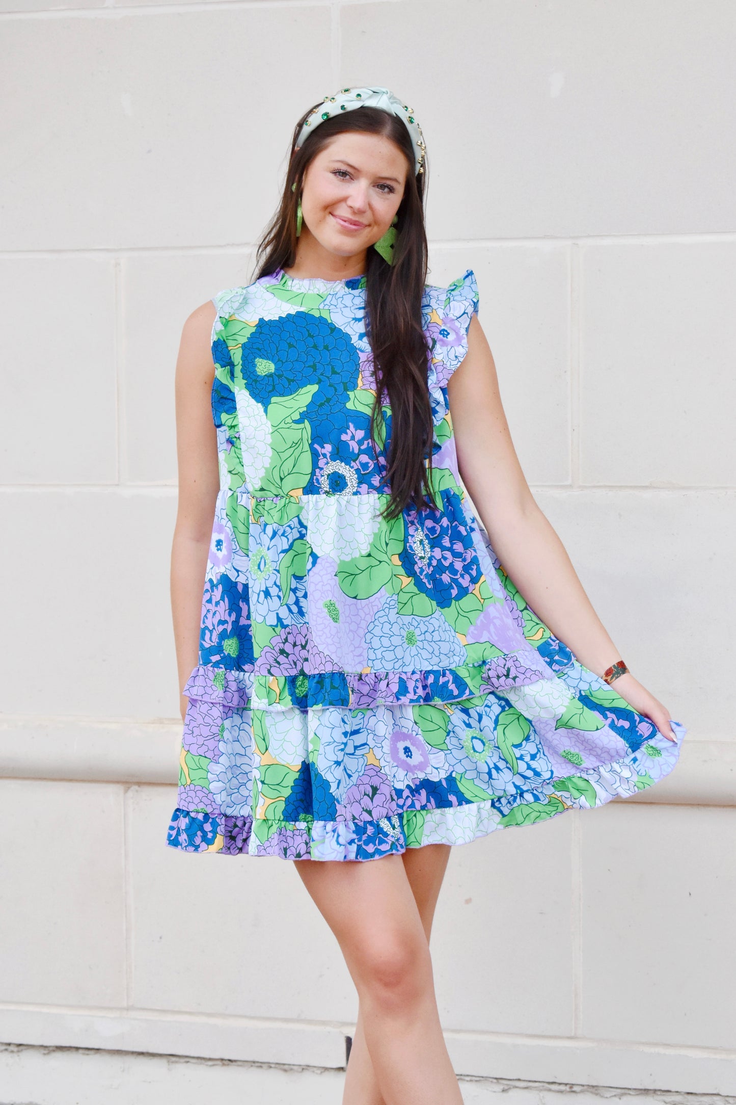Lilac Hydrangea Printed Dress
