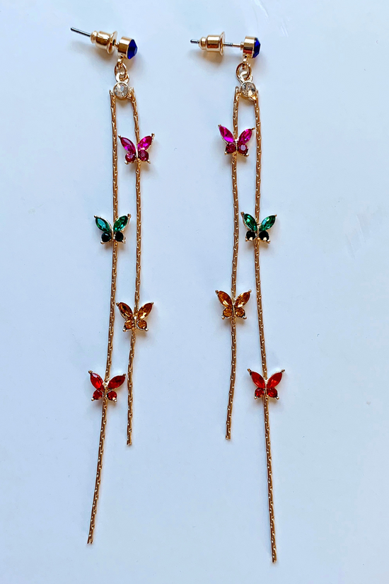 Load image into Gallery viewer, Butterfly Chain Drop Earrings
