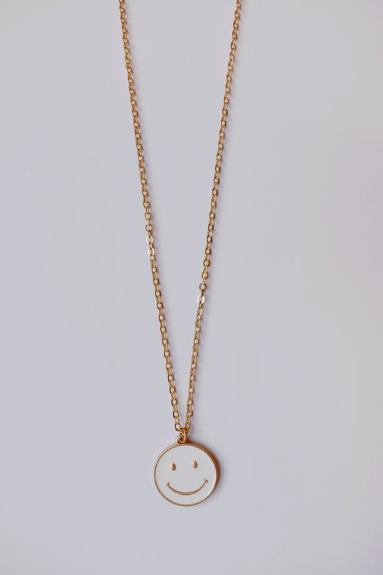White Smiley Face Necklace