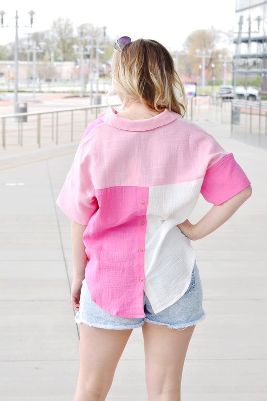 Load image into Gallery viewer, Natalie Pink Color Block Top
