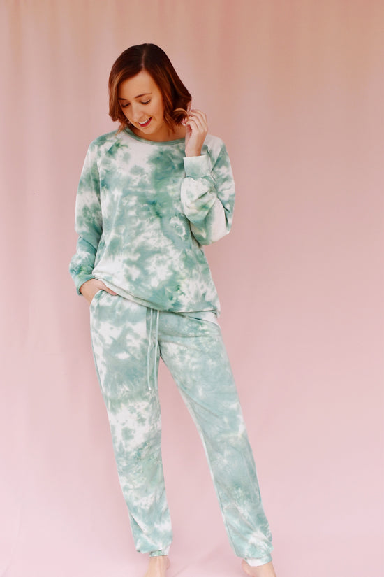 Load image into Gallery viewer, Sage Tie Dye Lounge Set
