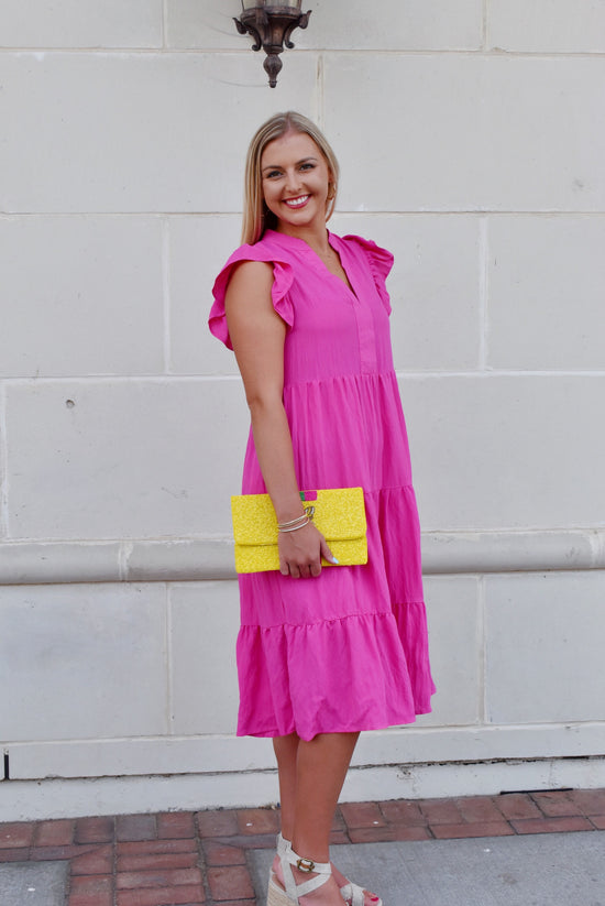 hot pink midi dress Bright Vibes Hot Pink Cheetah Midi Dress, X-Large - The Mint Julep Boutique