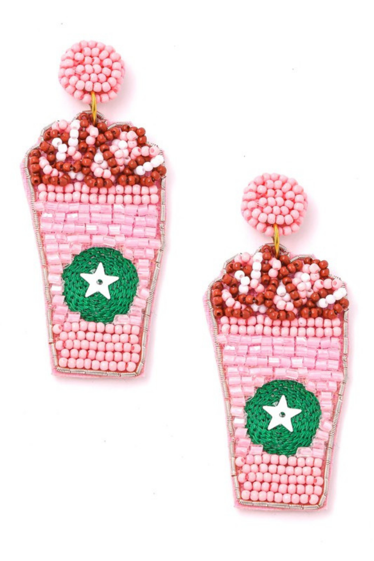 Load image into Gallery viewer, Pink Beaded Frappuccino Earrings
