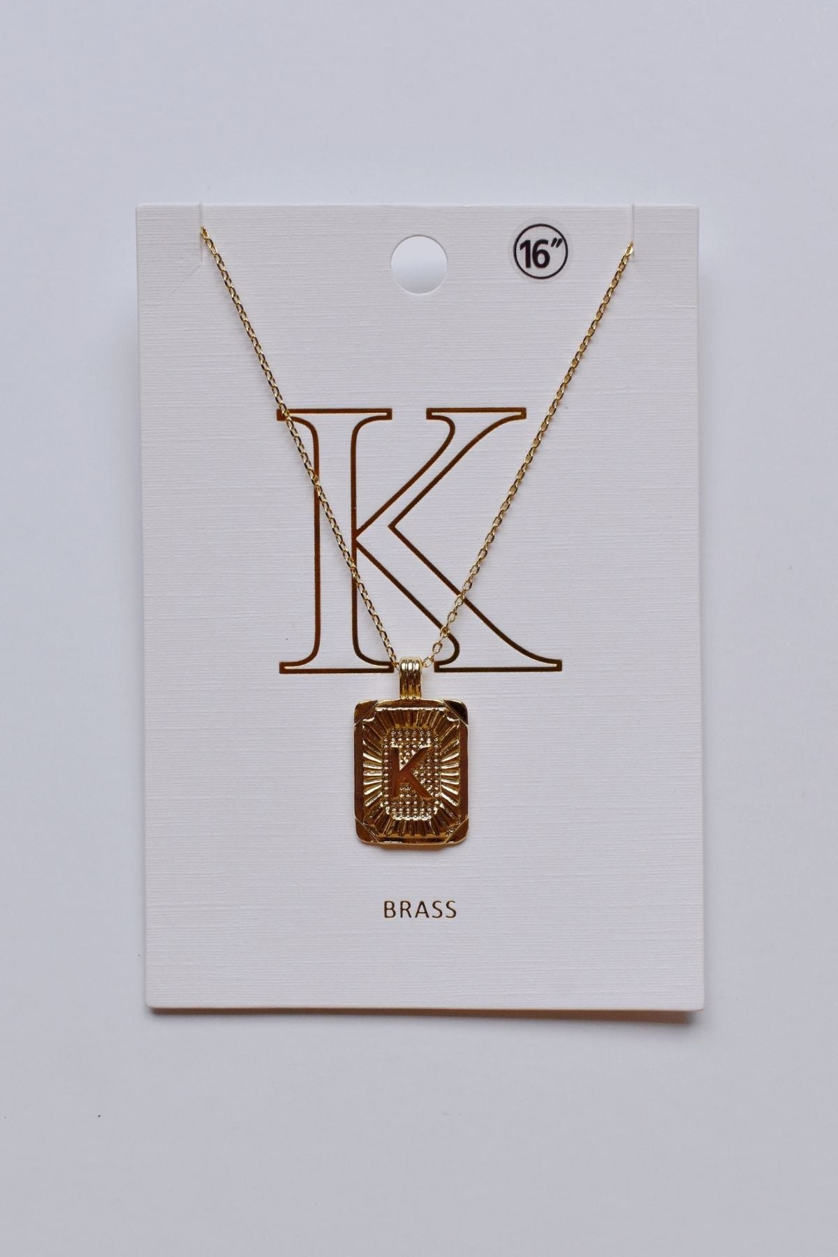 Gold Initial Rectangle Necklace