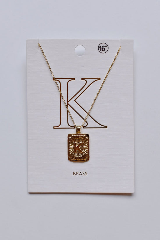 Gold Initial Rectangle Necklace