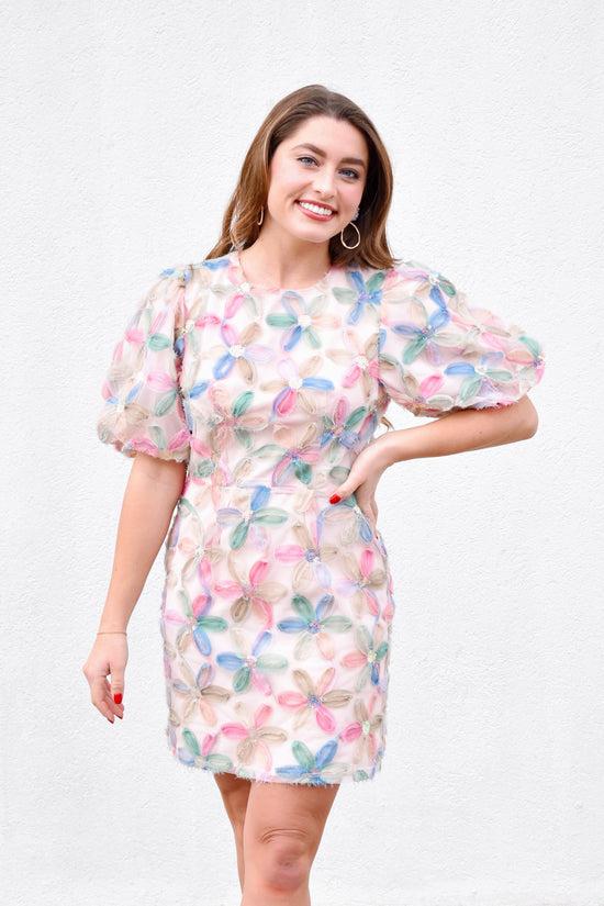 Blush Jacquard Floral Mini Dress