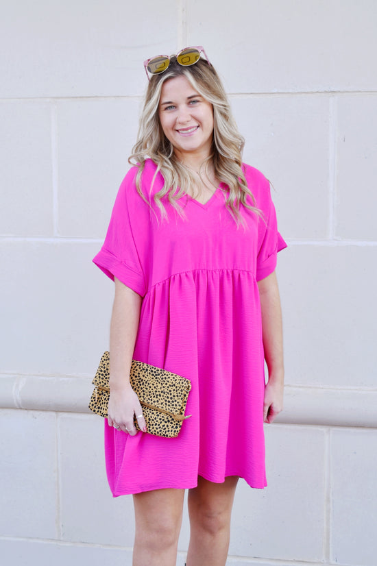 Load image into Gallery viewer, Hot Pink Must Have Babydoll Dress
