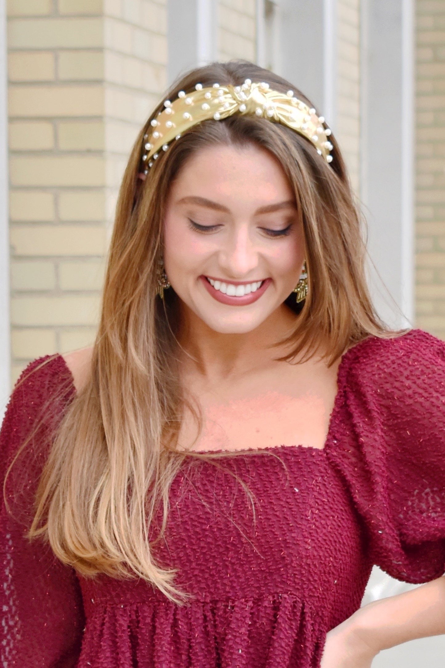 Load image into Gallery viewer, Metallic Gold &amp;amp; Pearl Headband
