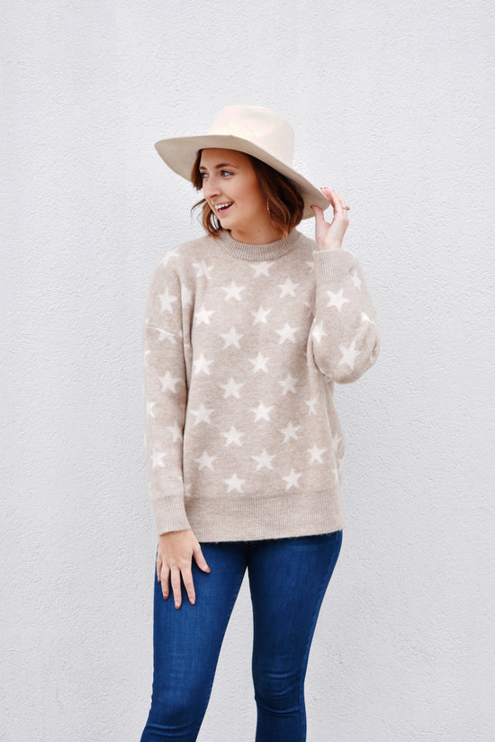 Load image into Gallery viewer, Beige Star Sweater
