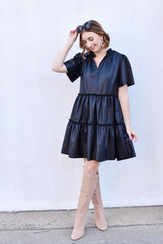 The Moment Black Leather Tiered Dress Confetti Boutique The Moment Black Leather Tiered Dress Confetti Boutique