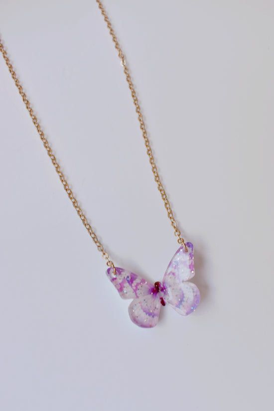 Load image into Gallery viewer, Lavender Acrylic Butterfly Necklace
