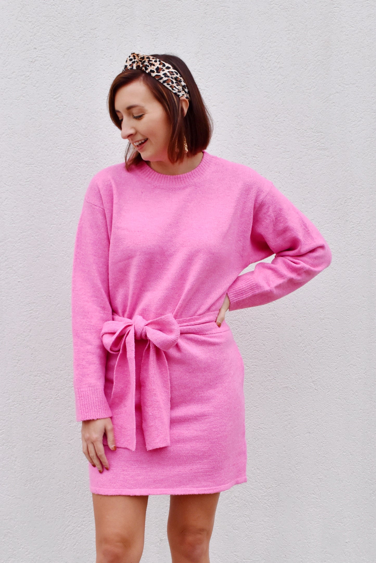 Pink Bow Front Sweater Dress Confetti Boutique Pink Bow Front Sweater Dress Confetti Boutique