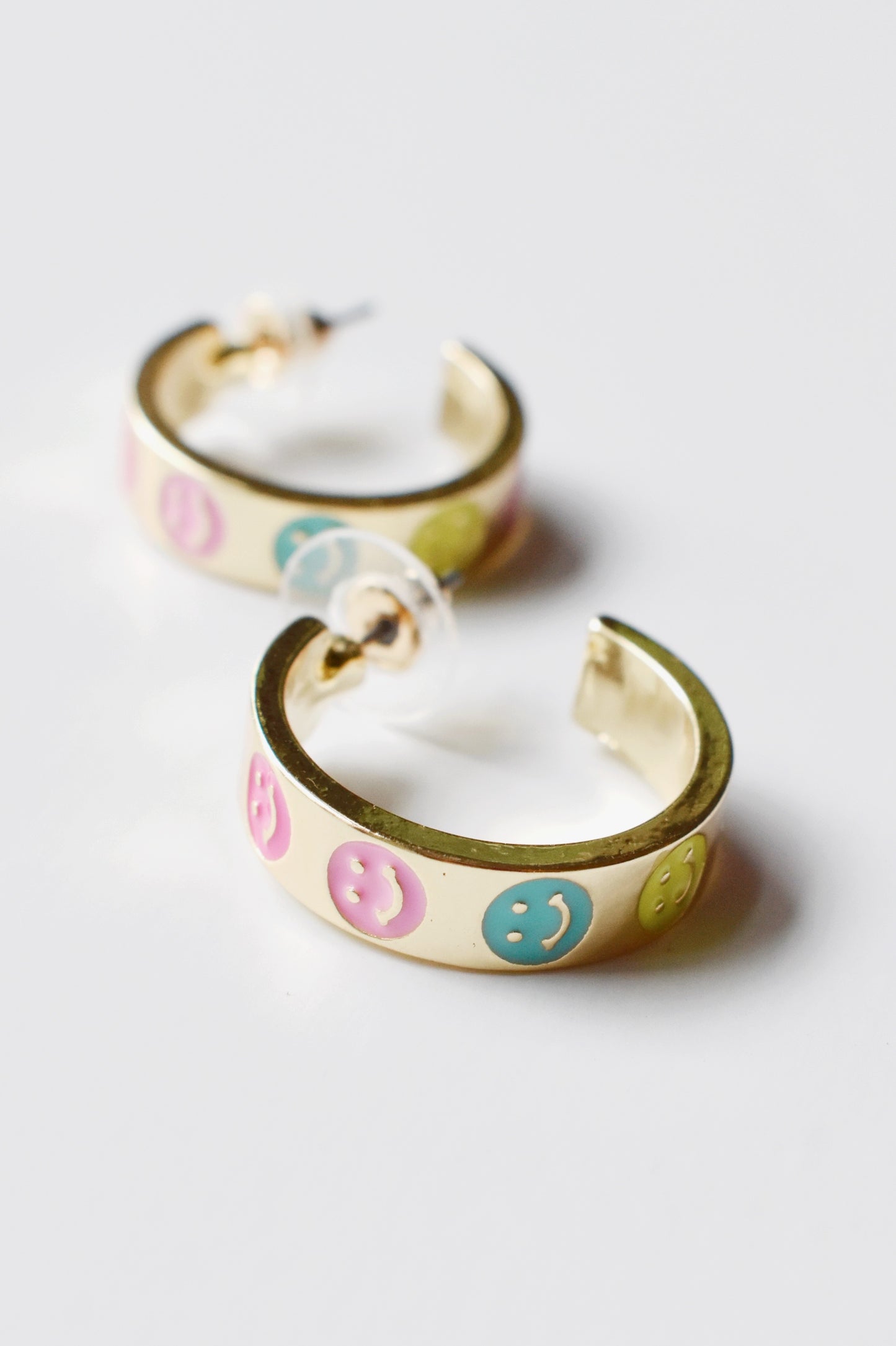 Multi Colored Smiley Face Hoops