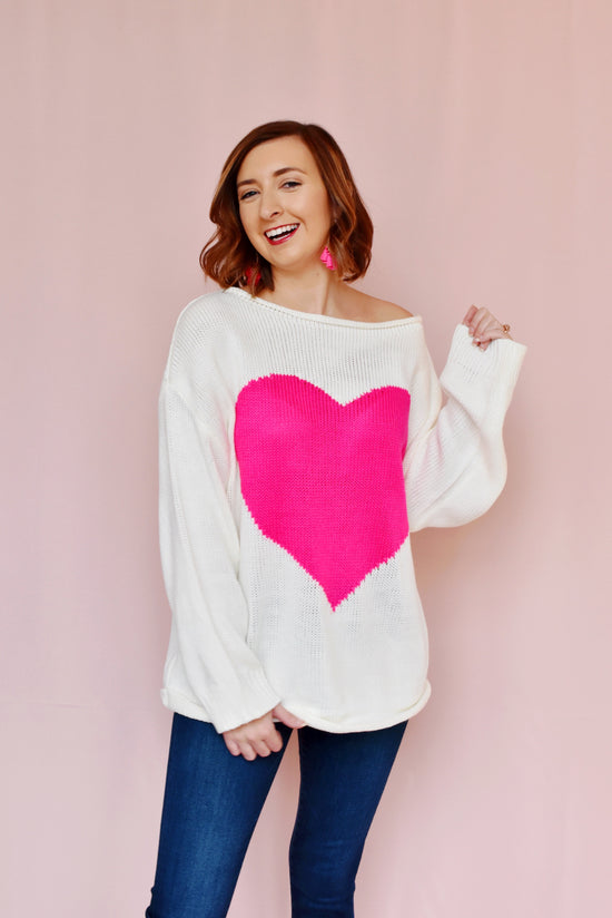 Hot Pink Heart Sweater