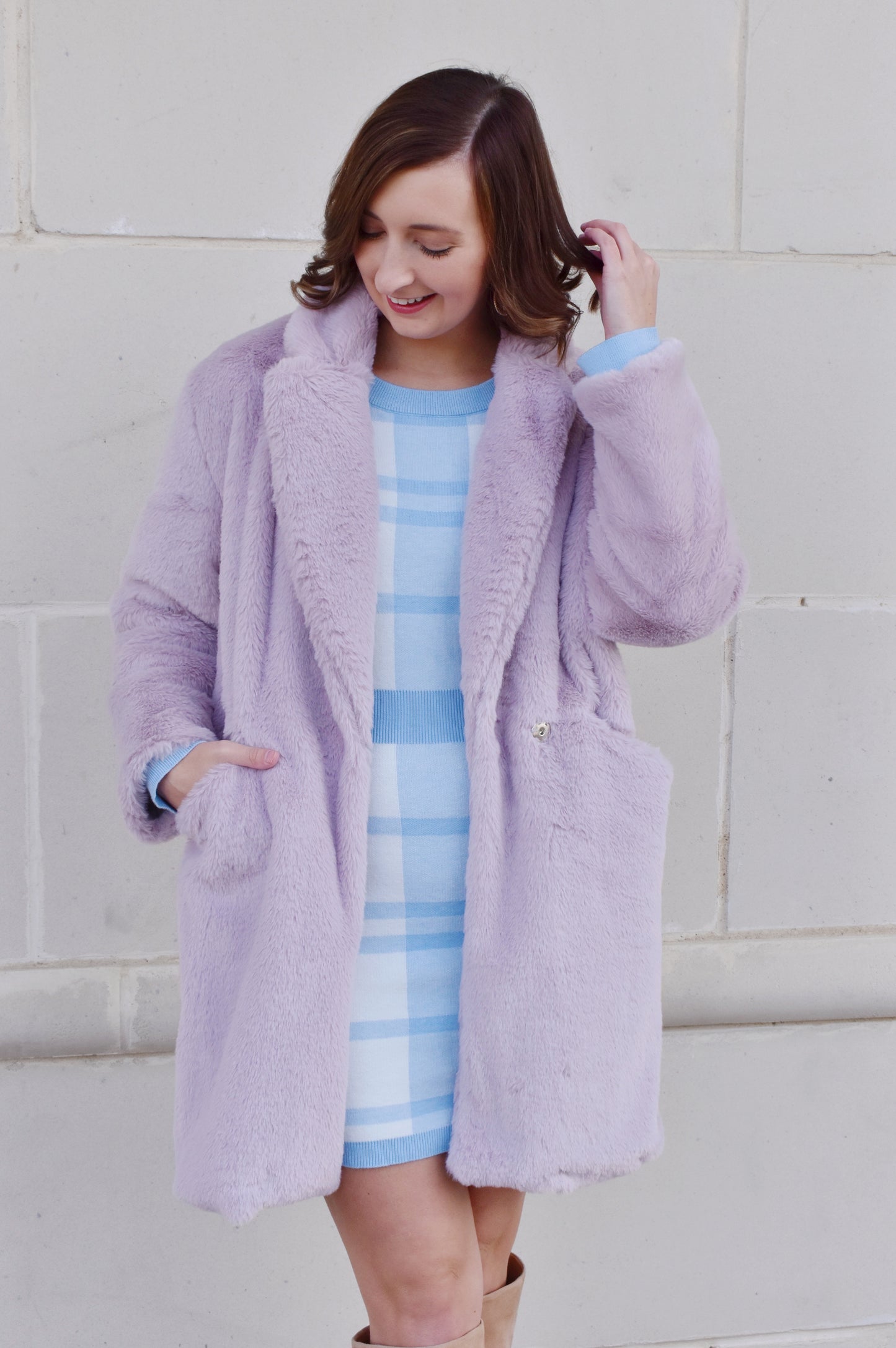 Uptown Girl Lilac Faux Fur Coat