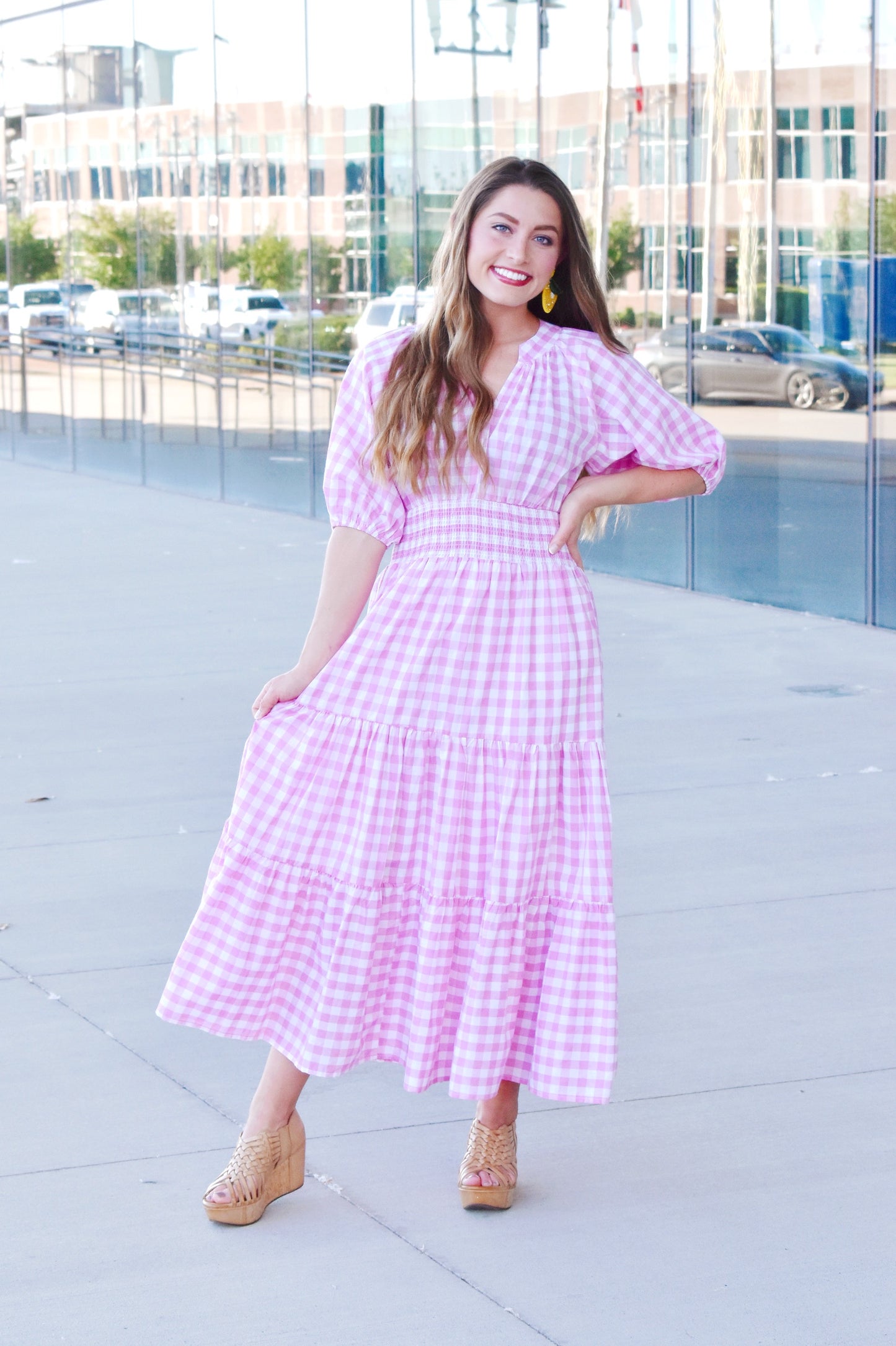 pink gingham dress Pink Gingham Midi Dress – Confetti Boutique
