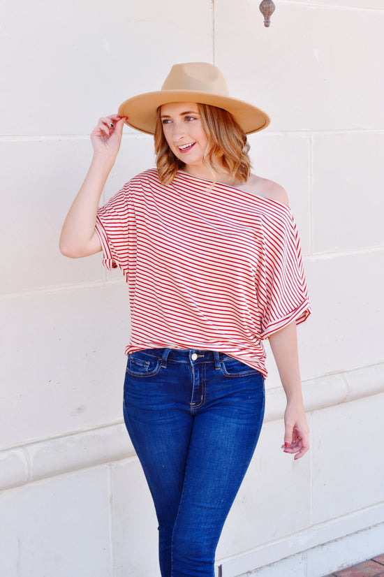 Load image into Gallery viewer, All American Red Stripe Knit Top
