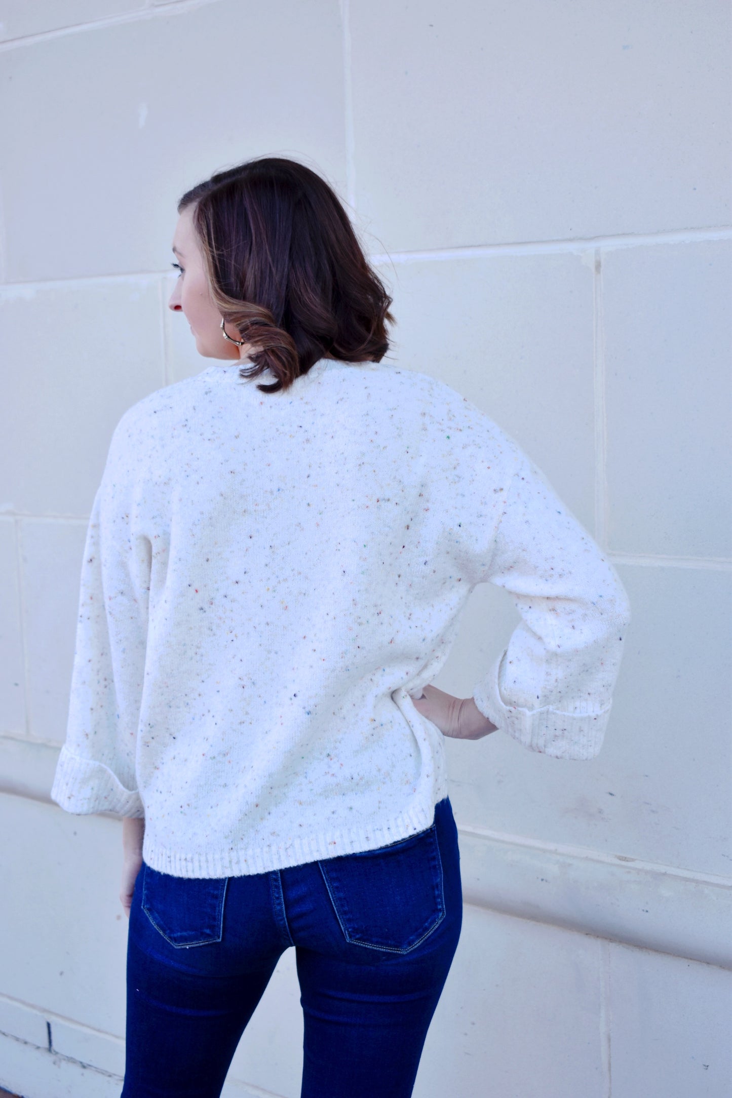 Ivory Confetti Speckle Sweater