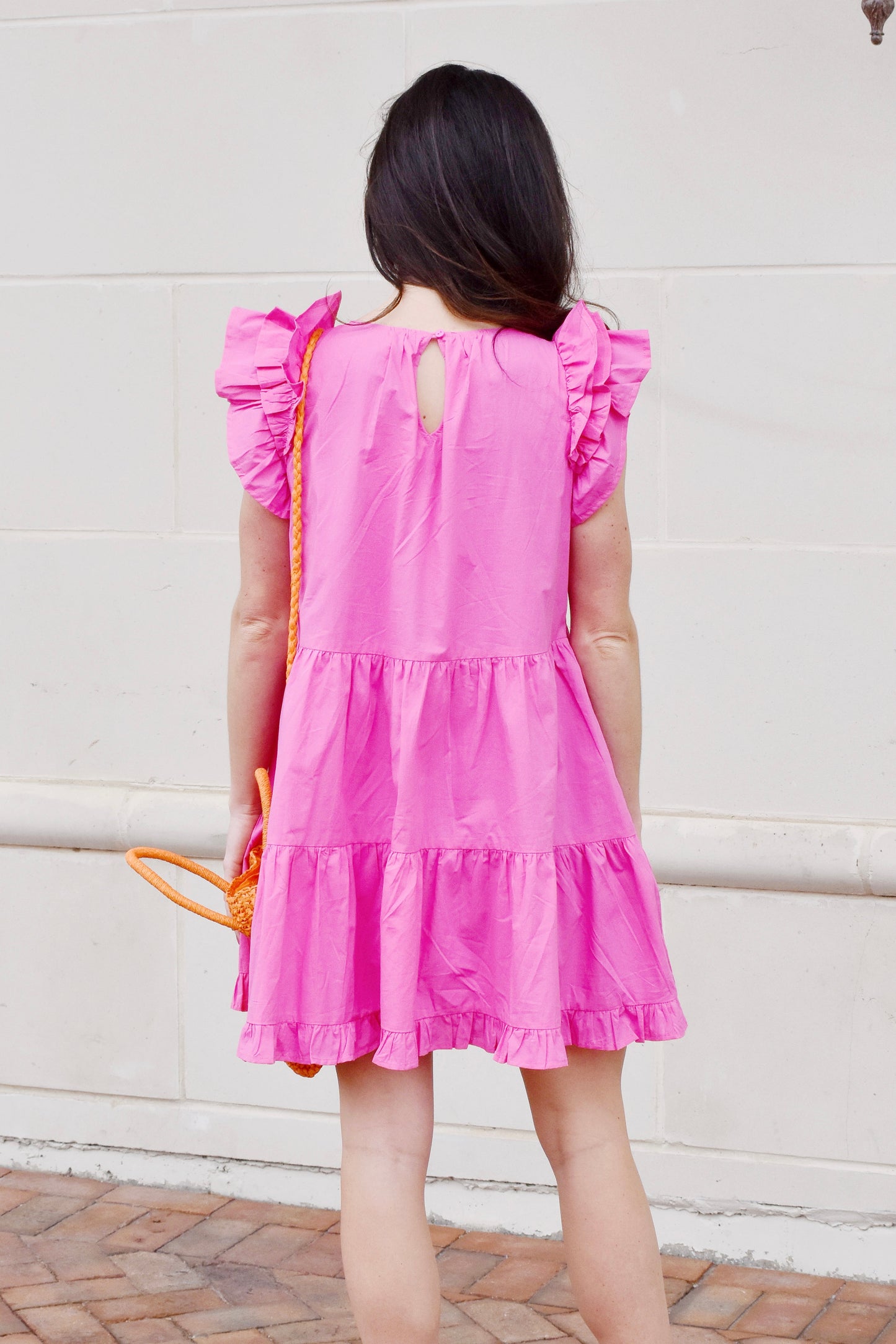Load image into Gallery viewer, Bubblegum Pink Flutter Sleeve Babydoll Dress
