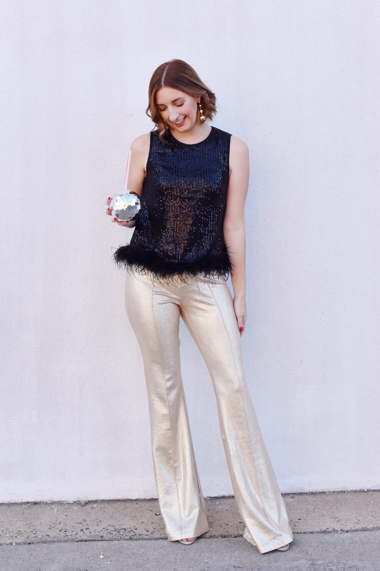 Load image into Gallery viewer, Gold Shimmer Faux Leather Pants
