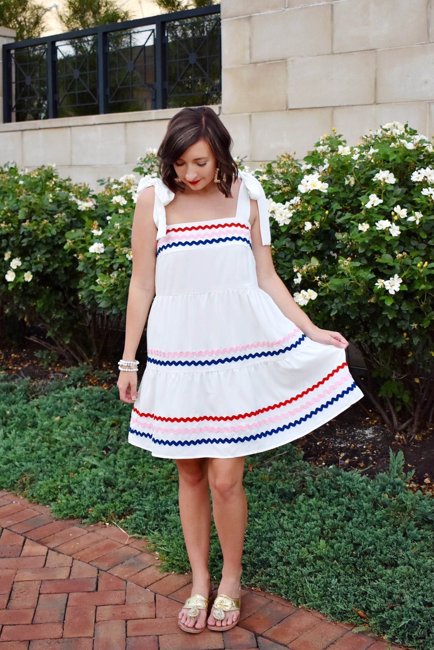White Ric Rac Tie Shoulder Dress β Confetti Boutique